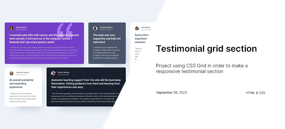 FE Mentor testimonial grid section challenge